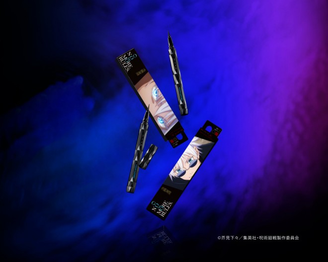 KATE’s best-selling cosmetics line collaborates with Jujutsu Kaisen for the first time, showcasing Gojo Satoru’s signature Six Eyes on limited-edition packaging featuring iconic anime scenes. The design fuses anime style with cosmetic elegance, appealing to both beauty lovers and fans of the series